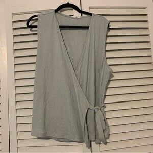 Gap XL Grey Ribbed Authentic Wrap Top